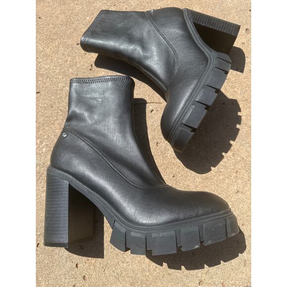 Guess Joltong Black Chunky Ankle Boots Black 8.5 - Picture 1 of 12